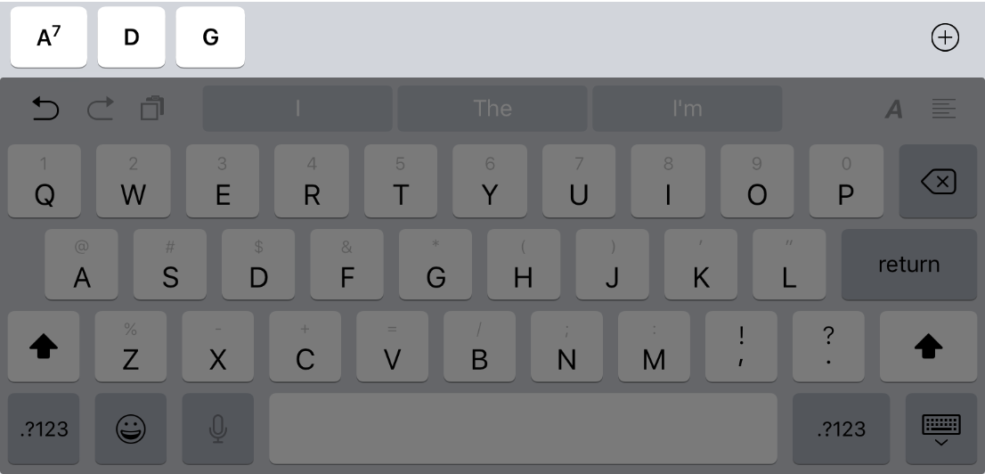 SongSheet Pro's keyboard is augmented with a row of chords for easy chord entry